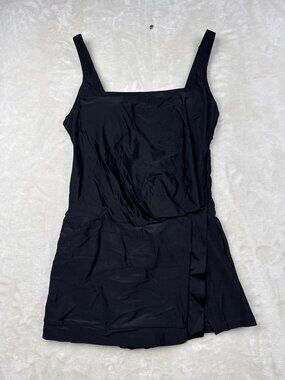 Beyond Control Womens Black Swim Dress S Adjustable Straps Skirted Swimsuit